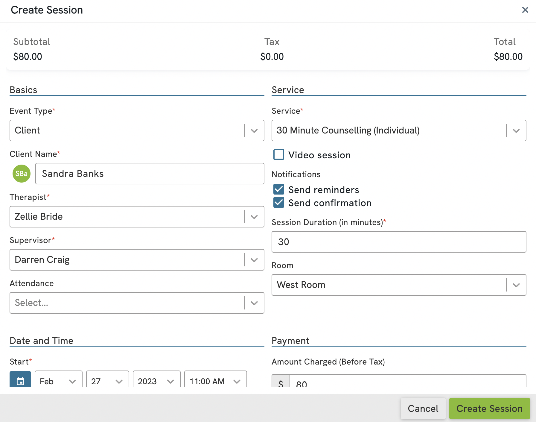 Managing Appointment Reminders/Confirmations At A Session Level